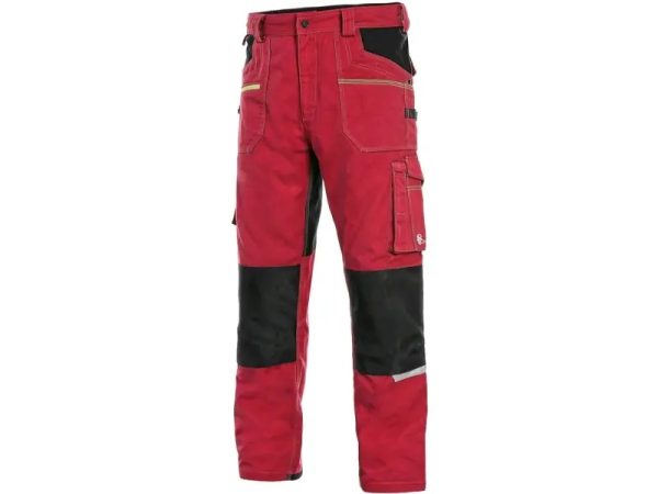 Spodnie CXS STRETCH, męskie, kolor czerwono-czarny